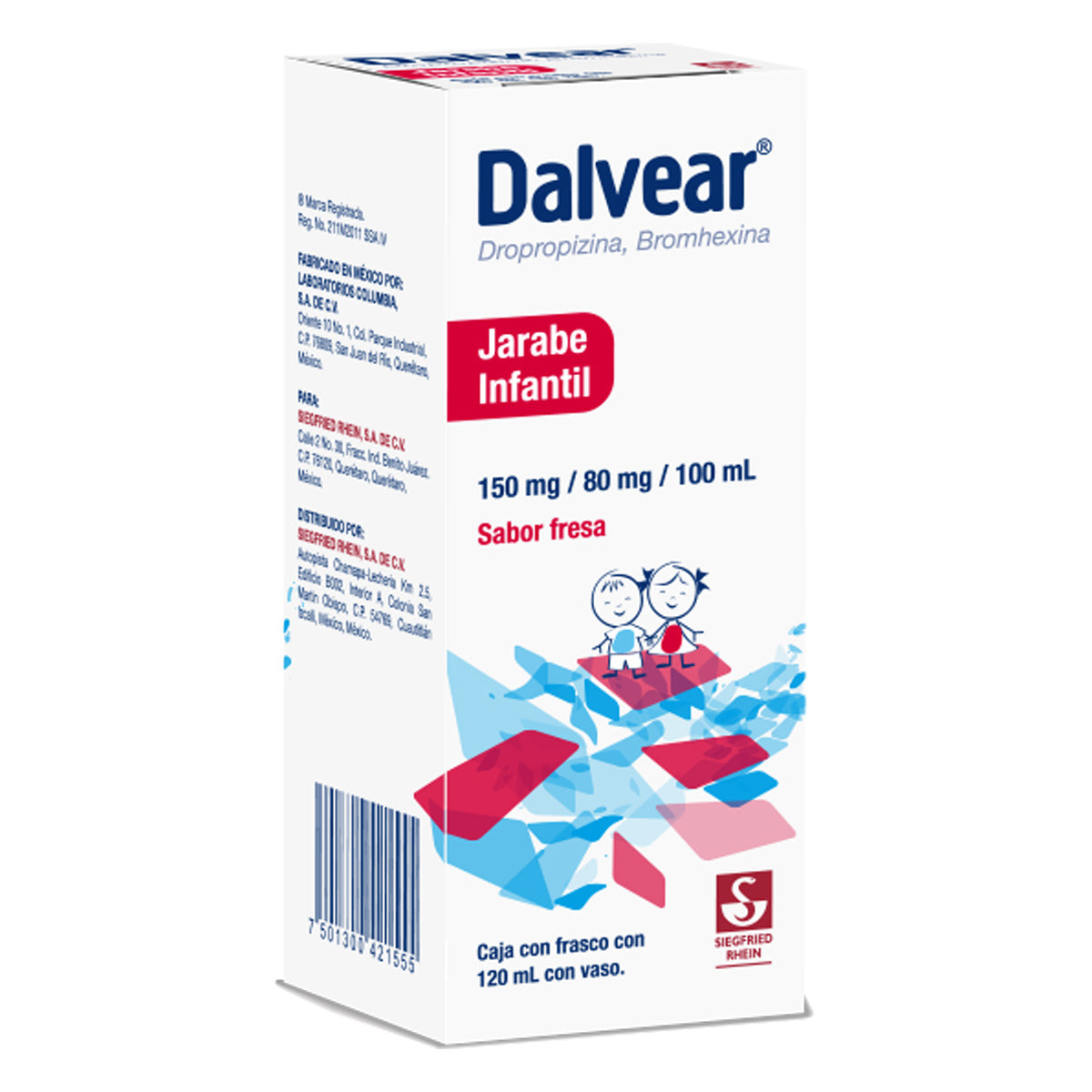 Dalvear Infantil 150 Mg / 80 Mg - Jarabe Sabor Fresa 120 Ml (Dropropizina Y Bromhexina)
