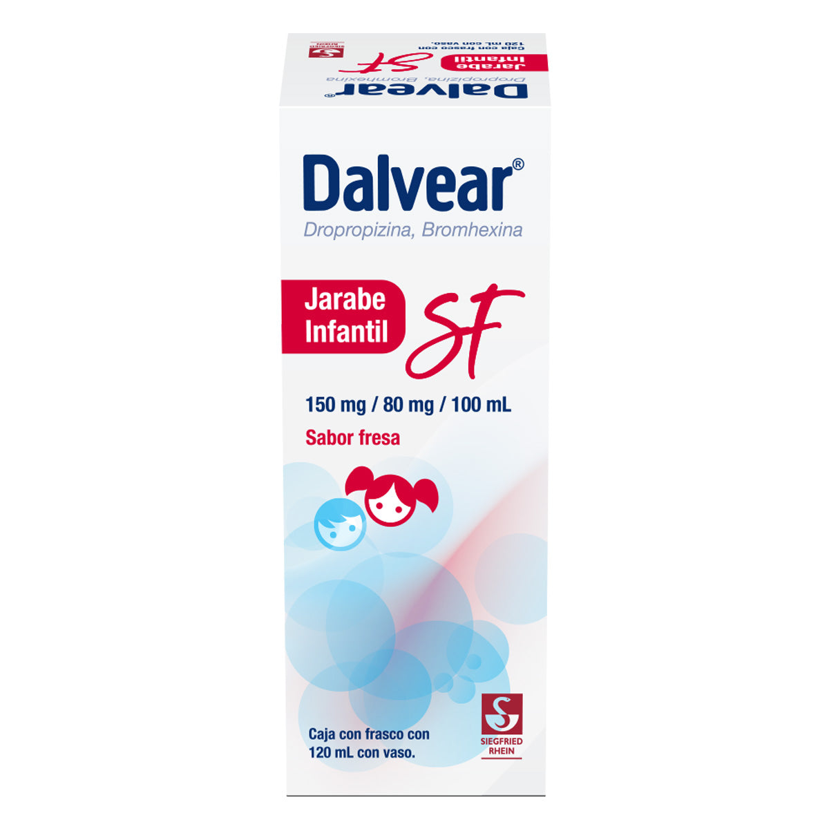 Dalvear Sf Infantil 150 Mg / 80 Mg - Jarabe Sabor Fresa 120 Ml (Dropropizina Y Bromhexina)