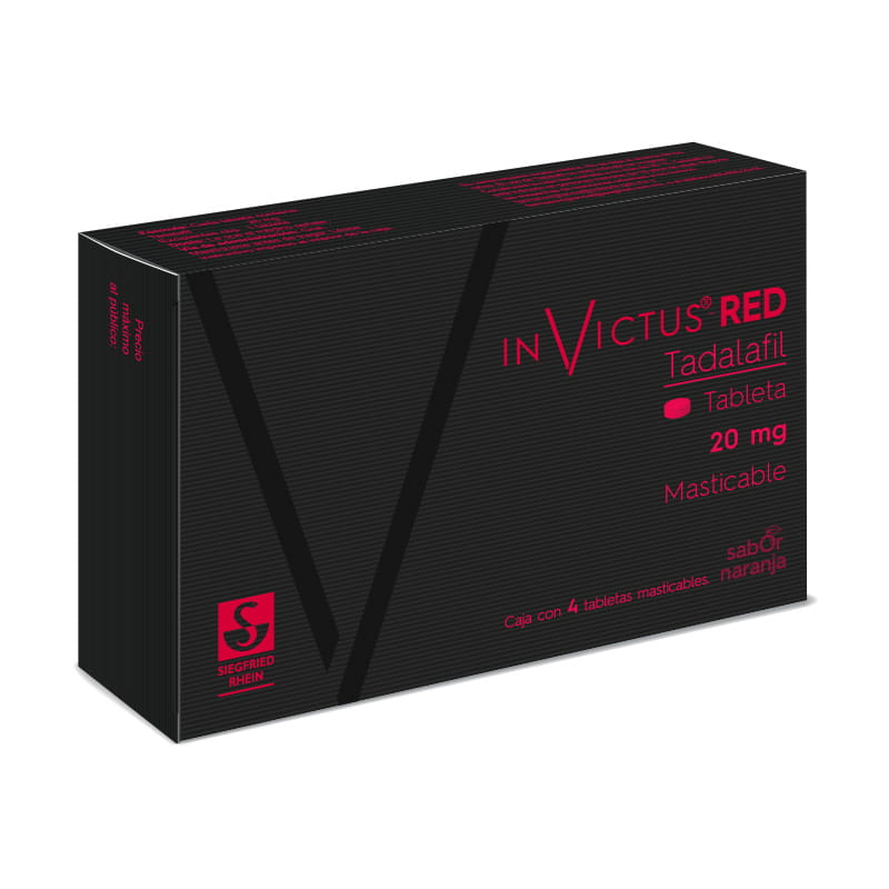 Invictus Red 20 Mg - Caja Con 4 Tabletas Masticables (Tadalafil)