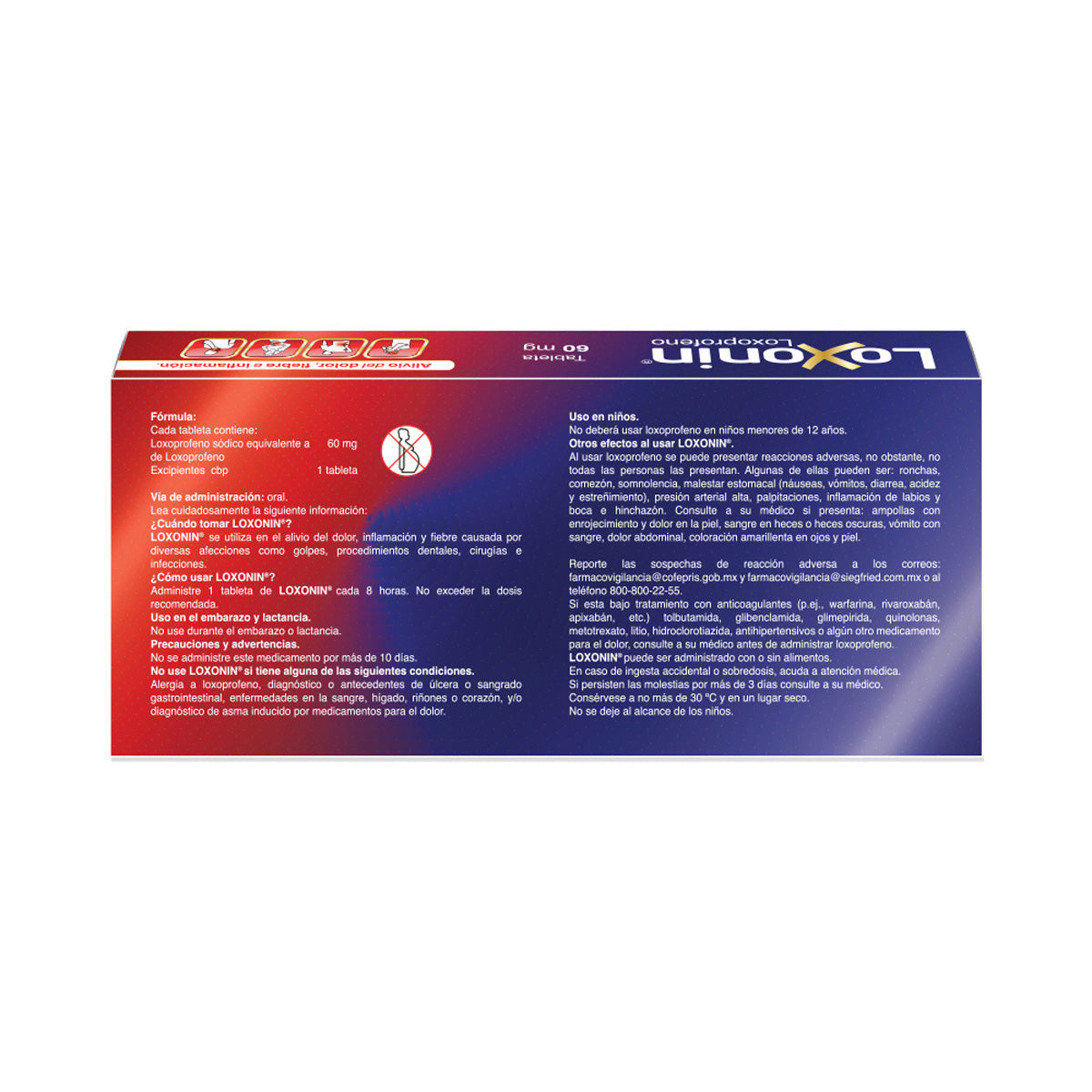 Loxonin 60 Mg -  Caja Con 10 Tabletas (Loxoprofeno)