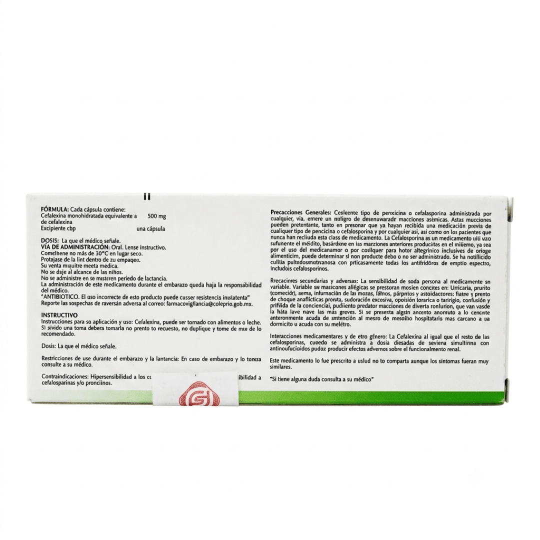 Cefalexina 500 Mg Con 20 Capsulas Amsa