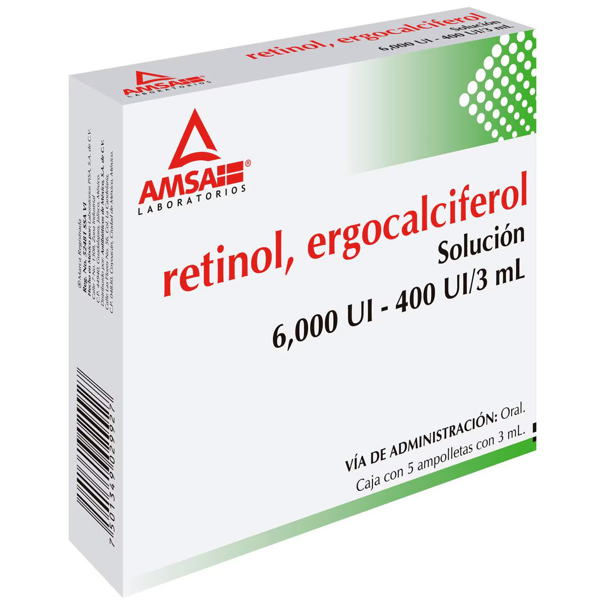 Retinol/Ergocalciferol 6000/400 Ui Con 5 Ampolletas 3 Ml