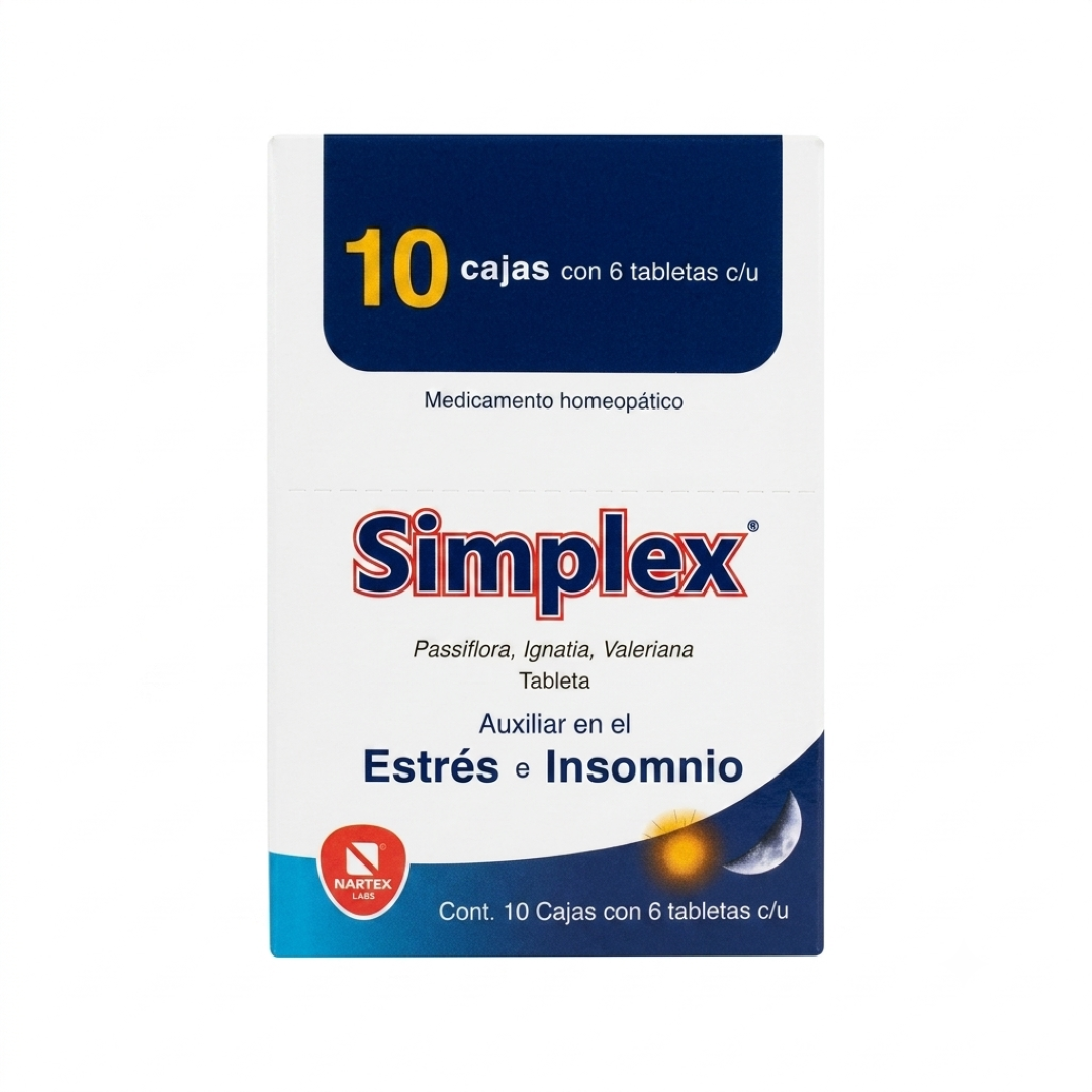 Simplex Insomnio/Estres 10 Cajas Con 6 Tabletas C/U