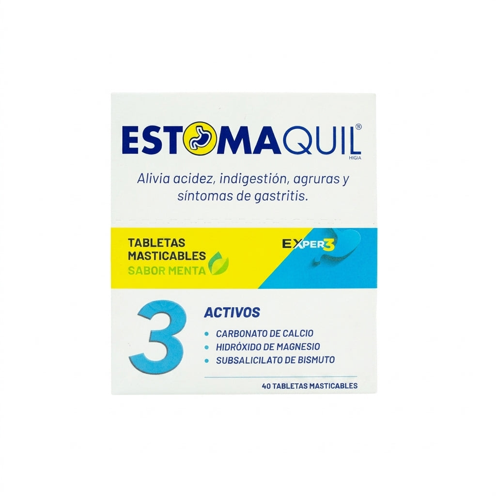 Estomaquil Exp3 10 Sobres Con 4 Tabletas Masticables Menta
