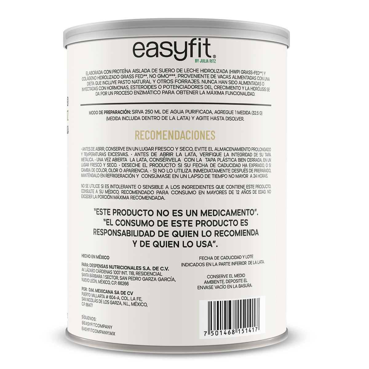 Easyfit Proteina Isolate Aislada De Suero De Leche 455 G Vainilla