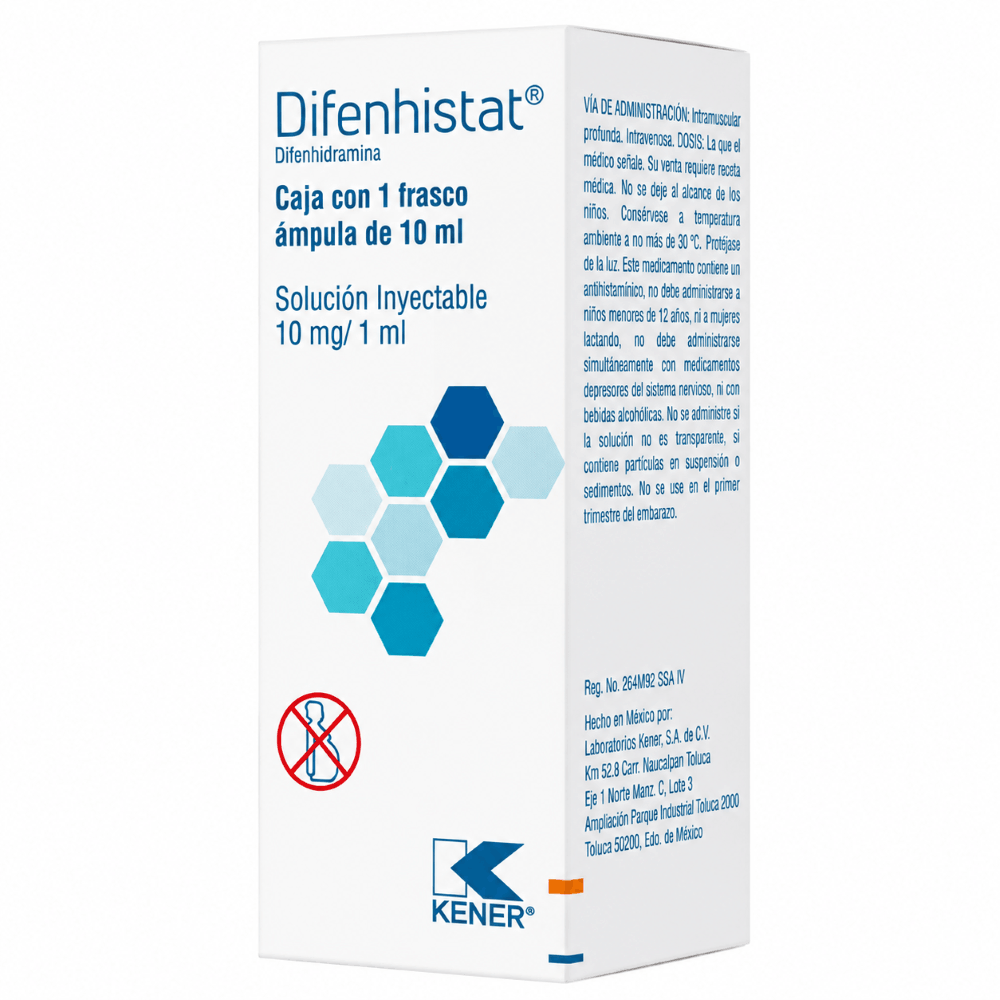 Difenhistat (Difenhidramina) Inyectable Ampolletas 10 Mg/1 Ml