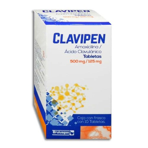 Clavipen (Amoxicilina/Acido Clavulanico) 500 Mg/125 Mg Con 10 Tabletas