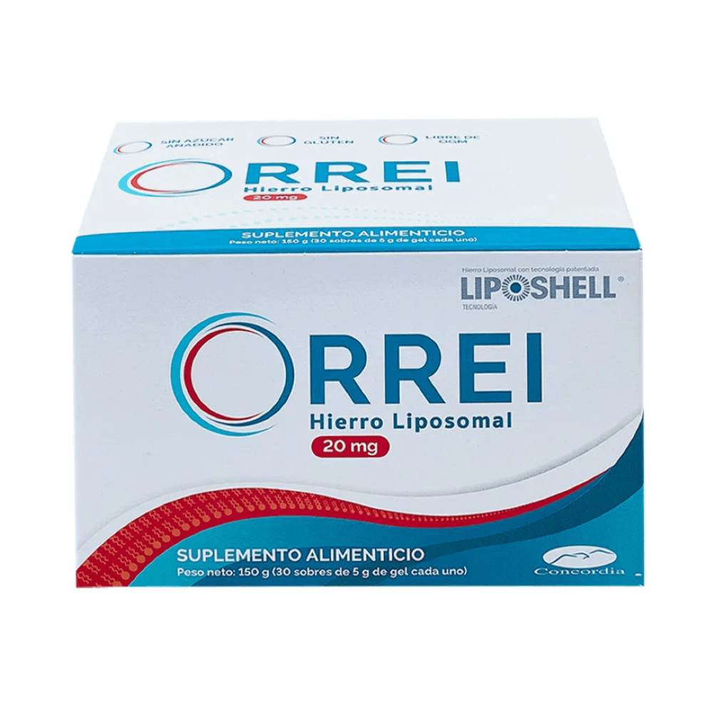Orrei 20 Mg Suplemento Alimenticio Con 30 Sobres Gel 5 G