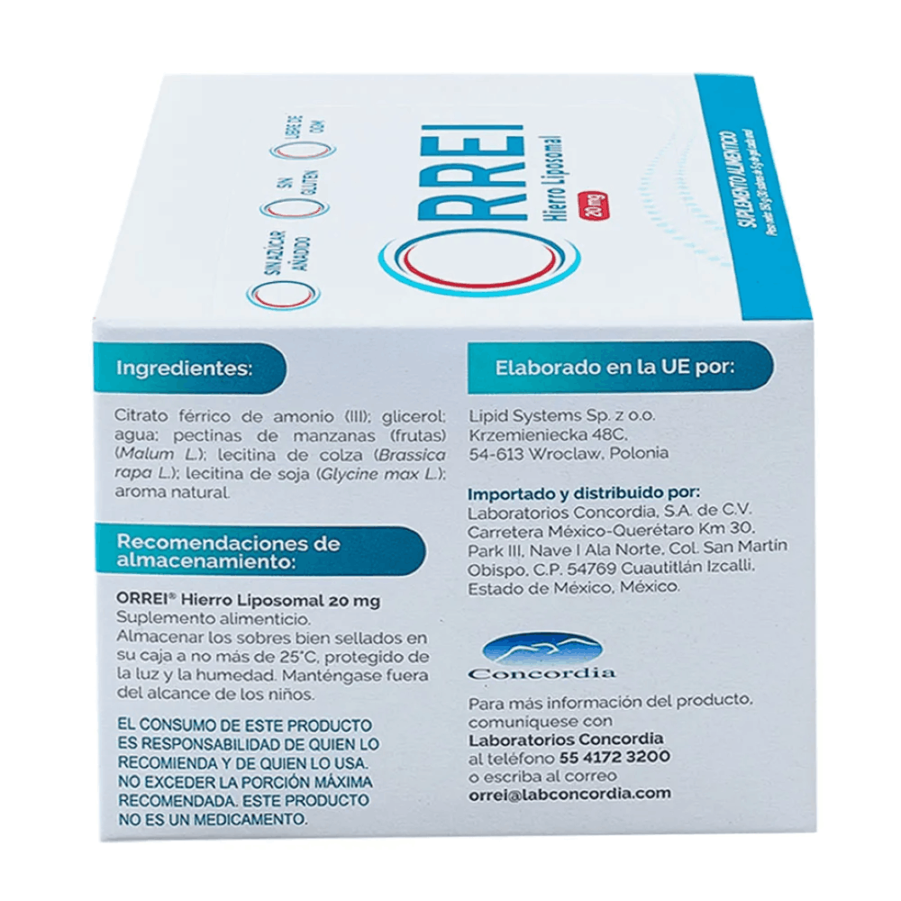 Orrei 20 Mg Suplemento Alimenticio Con 30 Sobres Gel 5 G