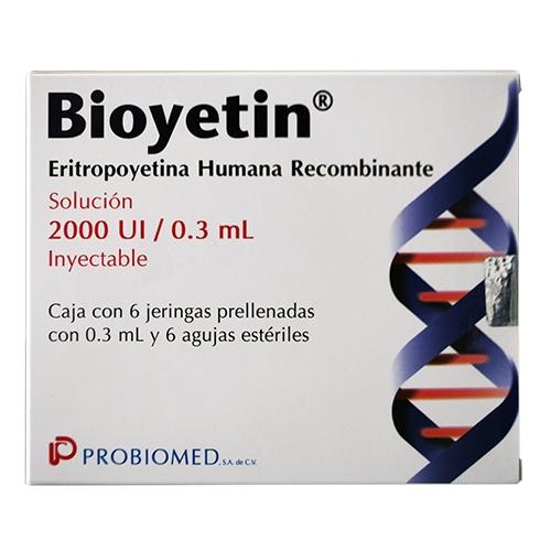 Bioyetin Eritropoyetina 2000 U.I Con 6 Jeringas Precargadas