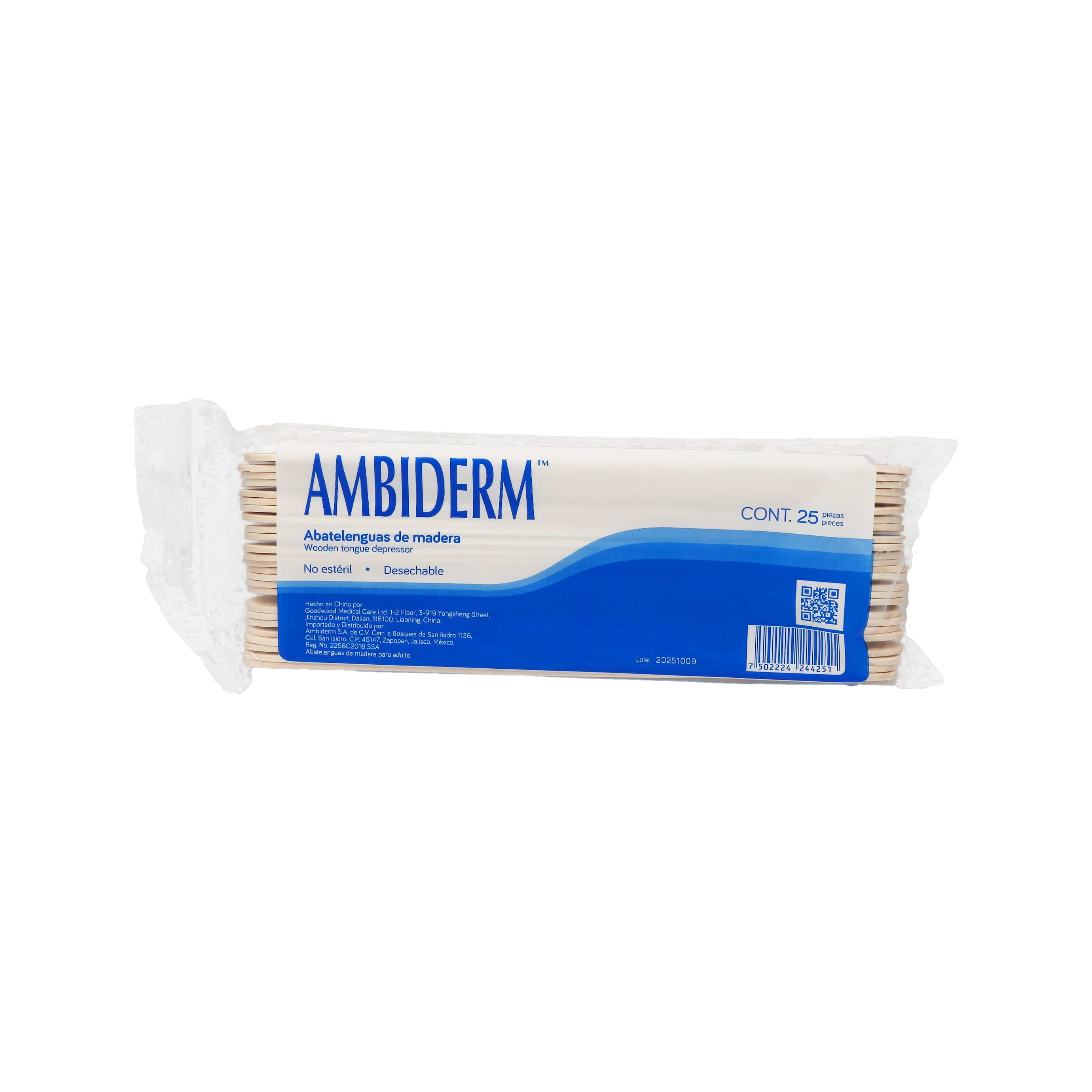 Abatelenguas De Madera Con 25 Piezas Ambiderm