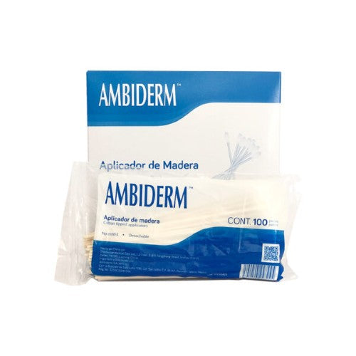 Aplicadores Madera Punta De Algodon Con 100 Piezas Ambiderm