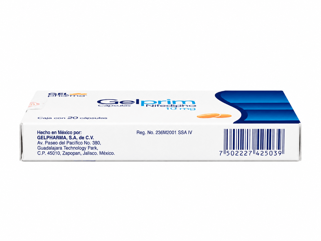 Gelprim (Nifedipino) 10 Mg Con 20 Capsulas