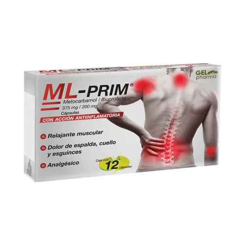 Ml-Prim (Metocarbamol/Ibuprofeno) 375/200 Mg Con 12 Capsulas