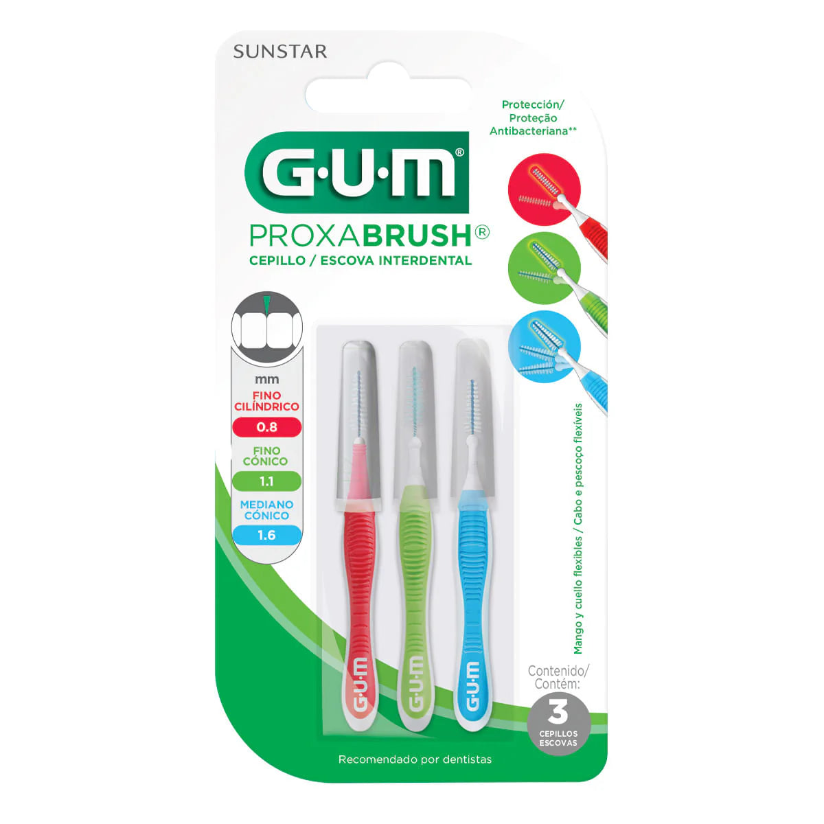 Cepillo  Dental Gum Proxabrus Interdental 3 Piezas