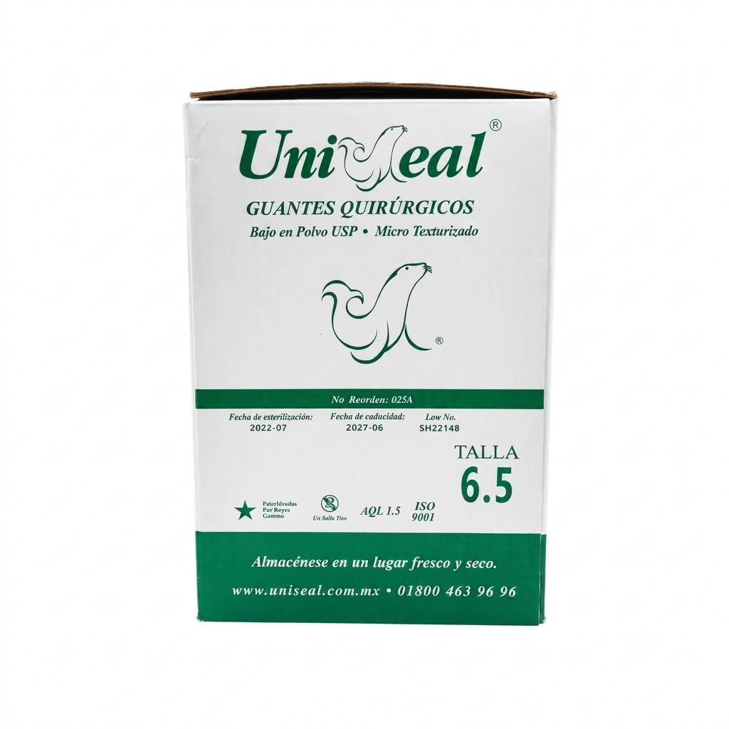 Guante Para Cirujano Desechable Talla 6.5 Con 50 Pares Uniseal