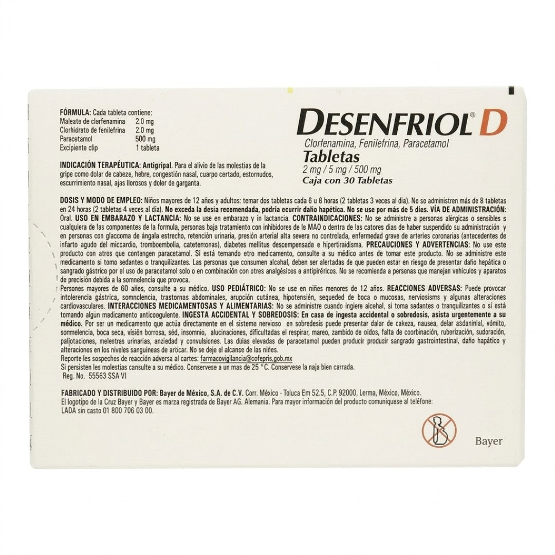 Desenfriol-D 2/5/500 Mg Con 30 Tabletas