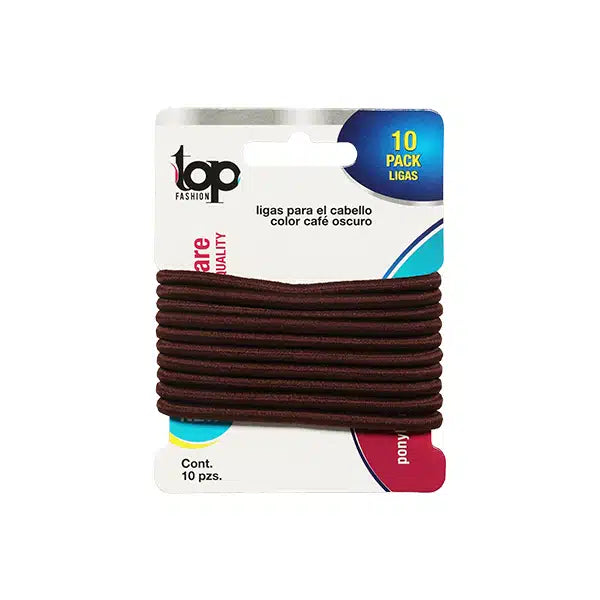 Ligas Top Fashion Para Cabello Color Negro Con 10 Piezas
