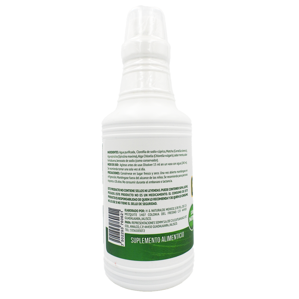 Clorofila (Matcha, Espirulina, Chlorella) Hierbabuena 500 Ml