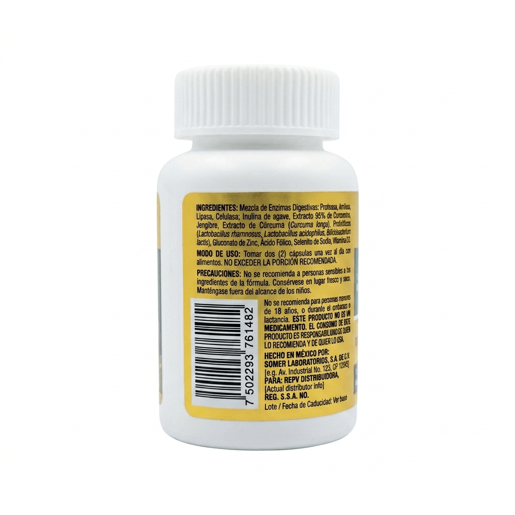 Enzimas Digestivas+Probioticos Y Prebioticos Con 60 Capsulas Healthy Boost