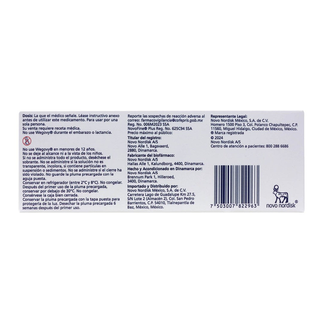 Wegovy 1 Mg Pluma Recargada 4 Dosis 1.34 Mg/Ml