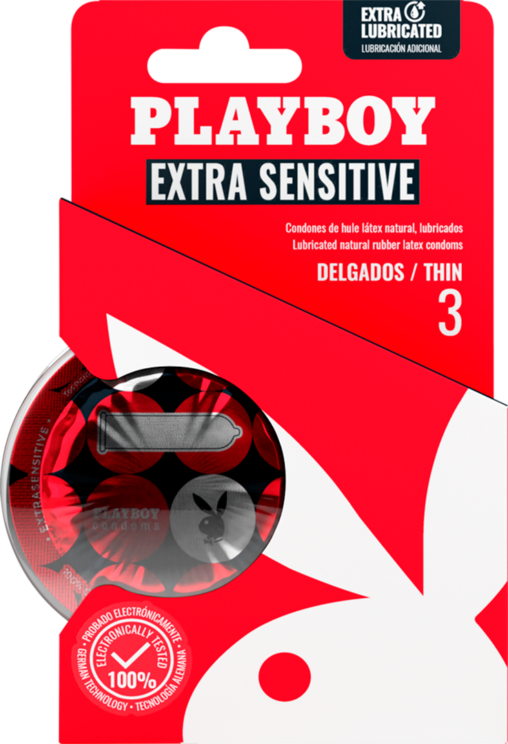 Preservativo Playboy Extra Sensible  Con 3 Piezas