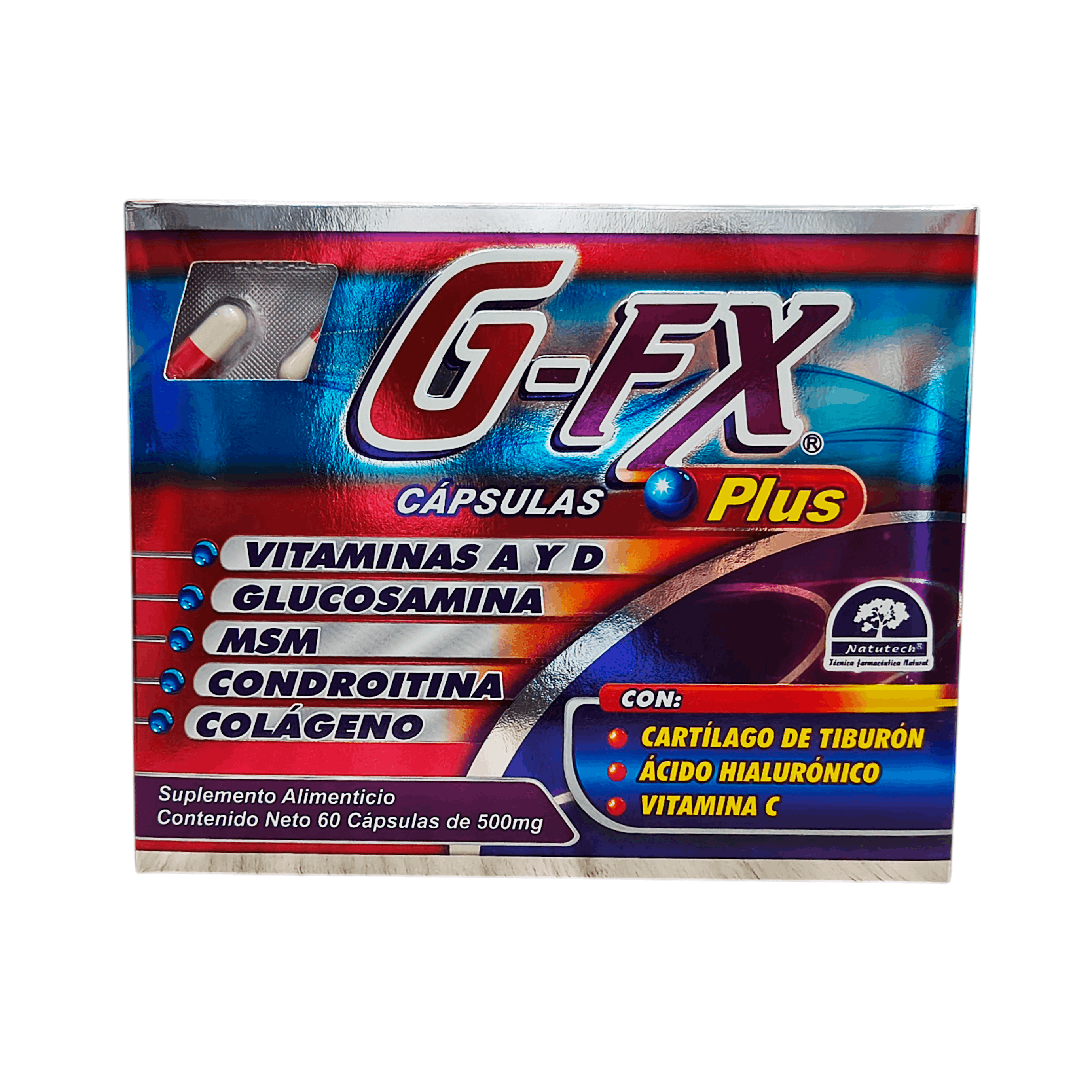 G-Fx Plus 500 Mg Con 60 Capsulas (Vitaminas A Y D/Colageno/Condroitina)