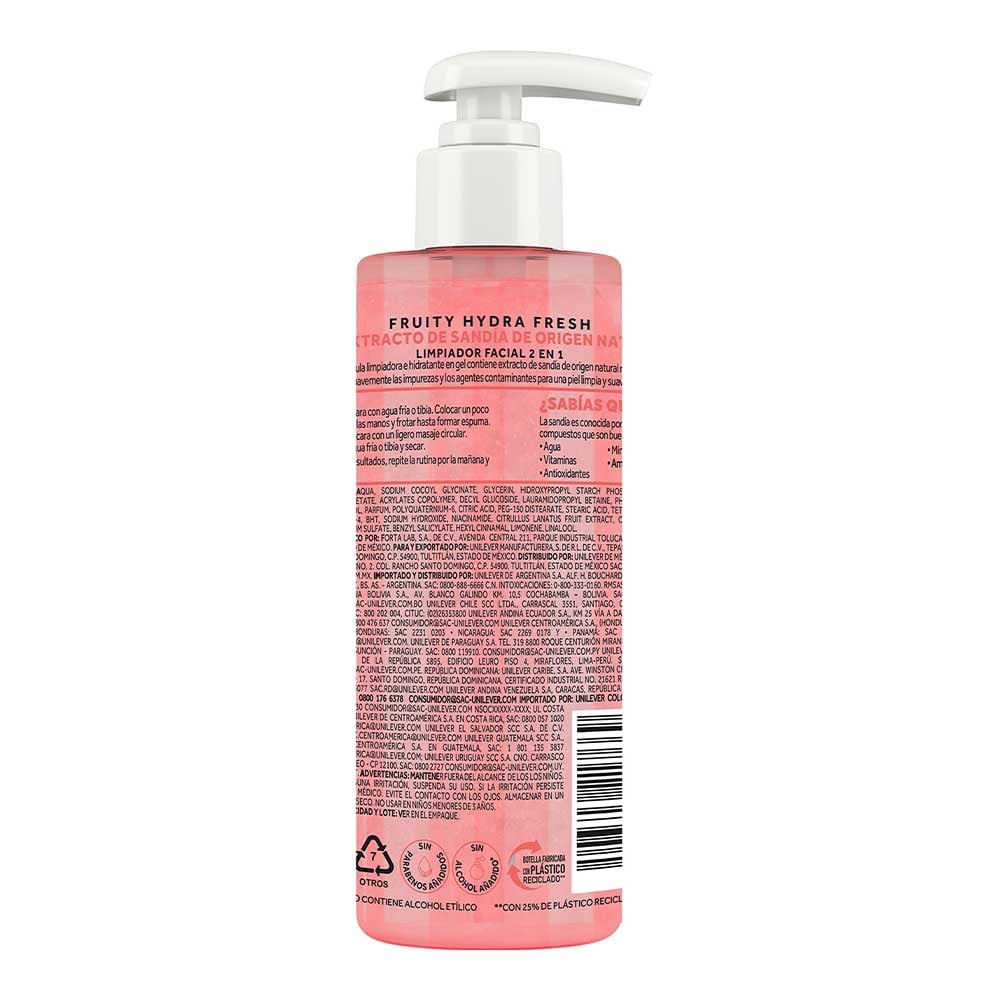 Gel Limpiaador Ponds Facial Fruity Hydra Fresh Sandia 2 En 1 200 Ml