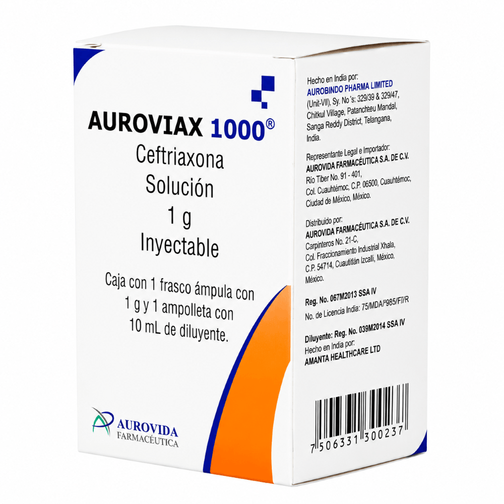 Auroviax Ceftriaxona 1G Iv Solucion Inyectable  Frasco Ampula