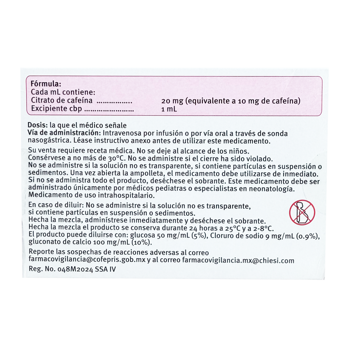 Peyona Citrato De Cafeina 20 Mg Con 10 Ampolletas 1 Ml
