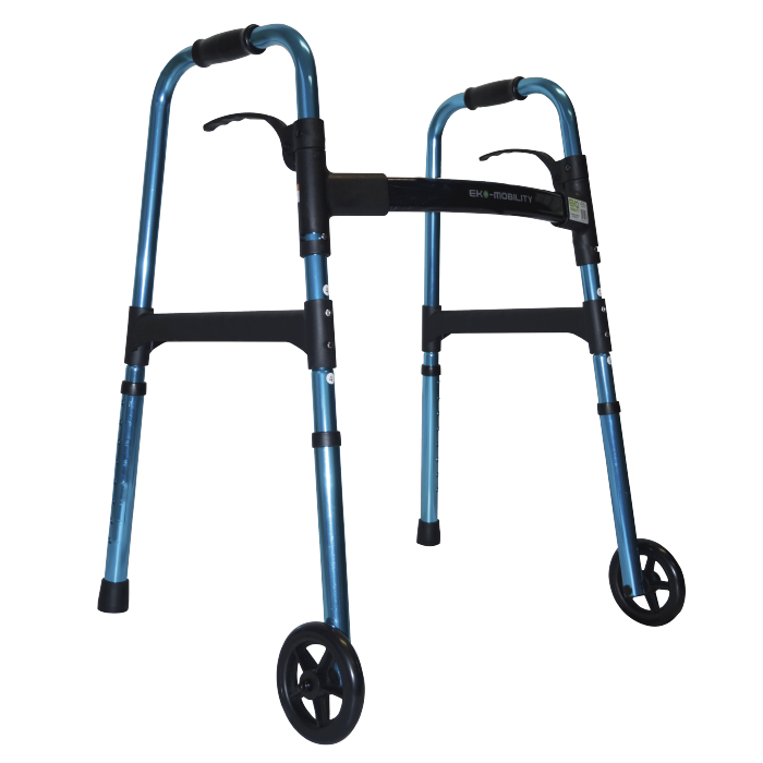 Ea200702M Andadera Con Ruedas Kd Azul Aluminio Altura Ajustable