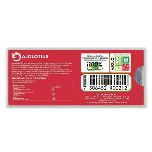 Pastillas Refrescantes Ajolotius Jengibre-Hedera Con 10