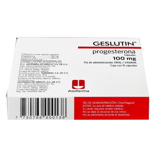 Geslutin 100 Mg Con 15 Capsulas Vaginales