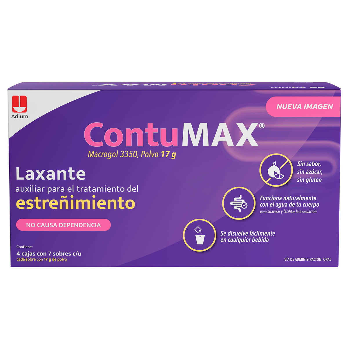 Contumax Laxante -Estreñimiento 4 Cajas Con 7 Sobres 17 G