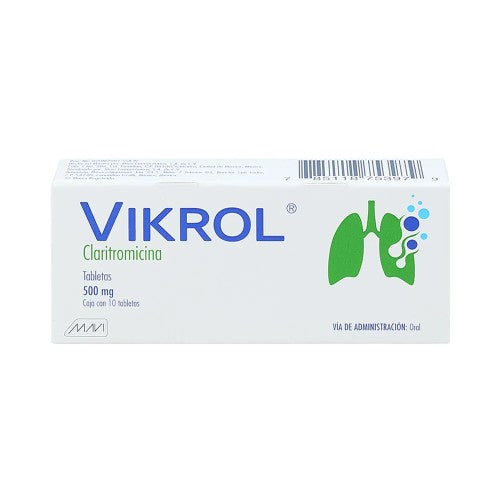 Vikrol (Claritromicina) 500 Mg Con 10 Tabletas