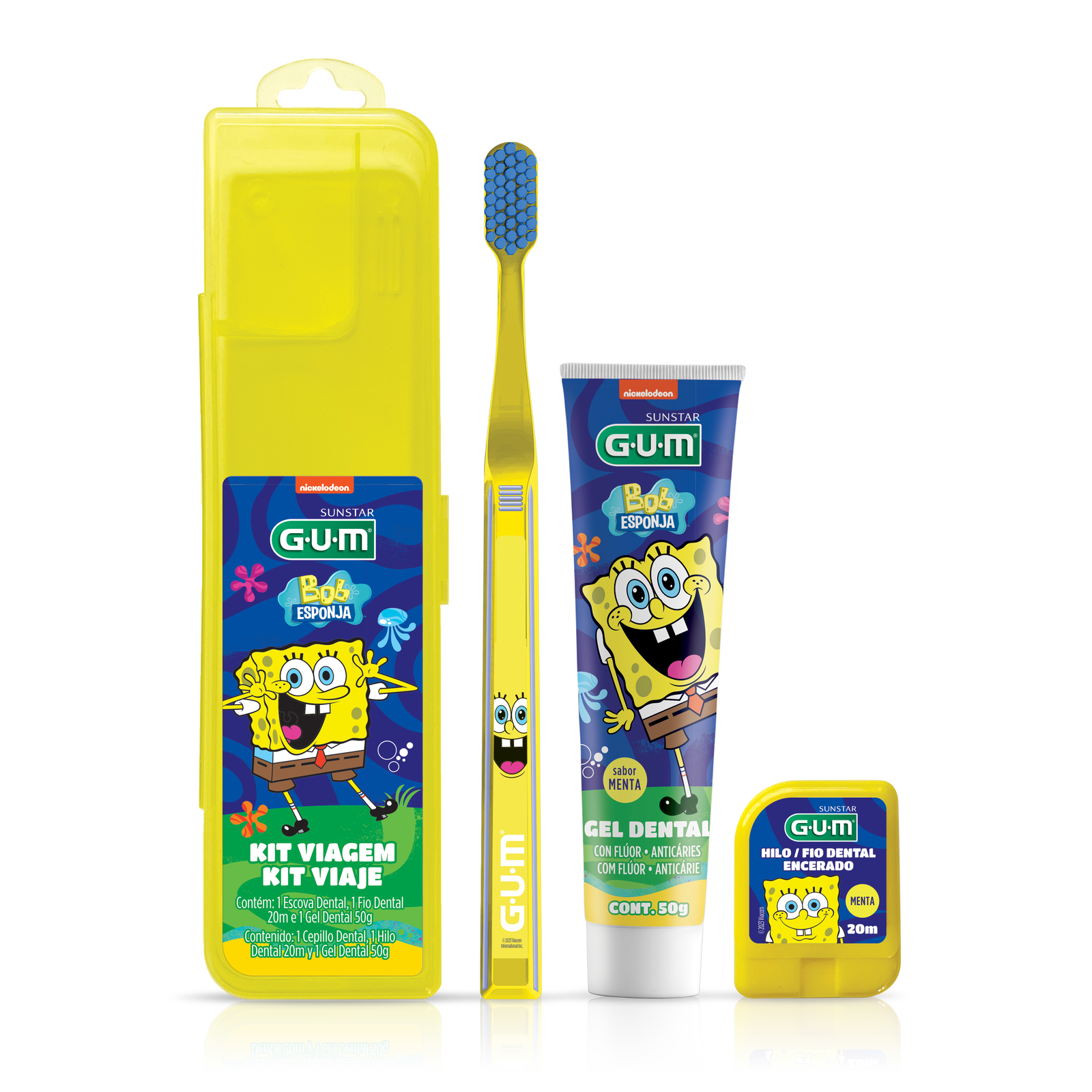 Kit Viaje Gum Cepillo Dental + Gel Bob Esponja