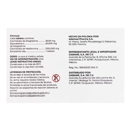 Galameryl 50/1000 Mg Con 56 Tabletas Liberacion Prolongada
