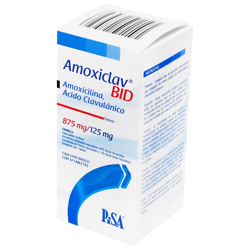 Amoxiclav-Bid 875/125 Mg Con 14 Tabletas 7501125175626  perfil 4