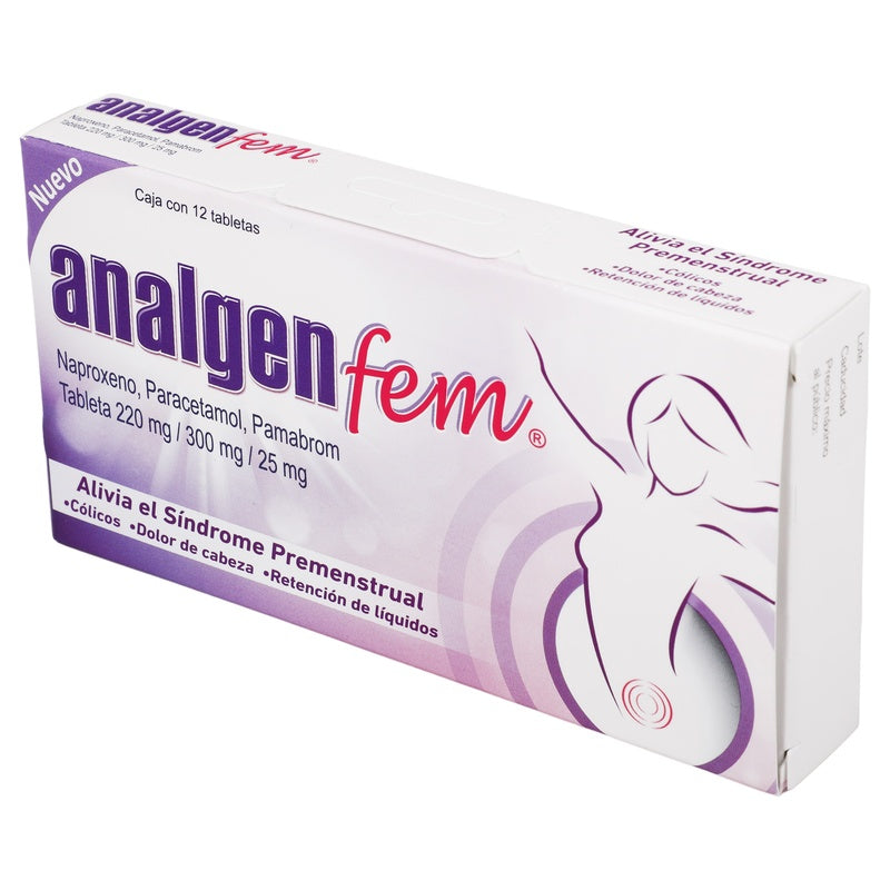 Analgen Fem 220/300/25 Mg Con 12 Tabletas 7501299308851 perfil 7