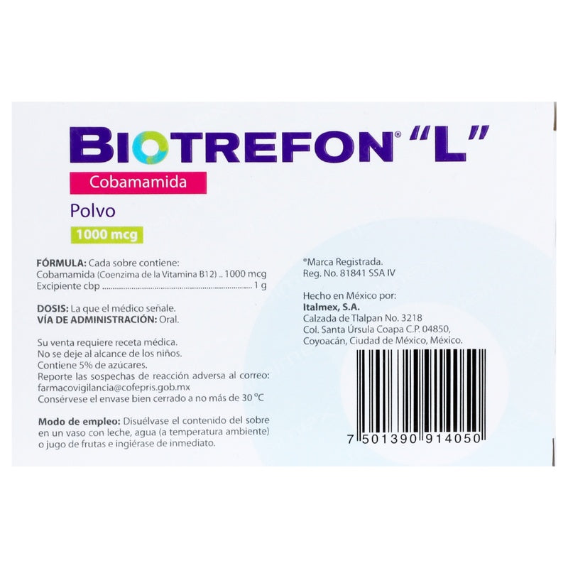 Biotrefon L 1000 Mcg Polvo Con 48 Sobres 7501390914050  perfil 2