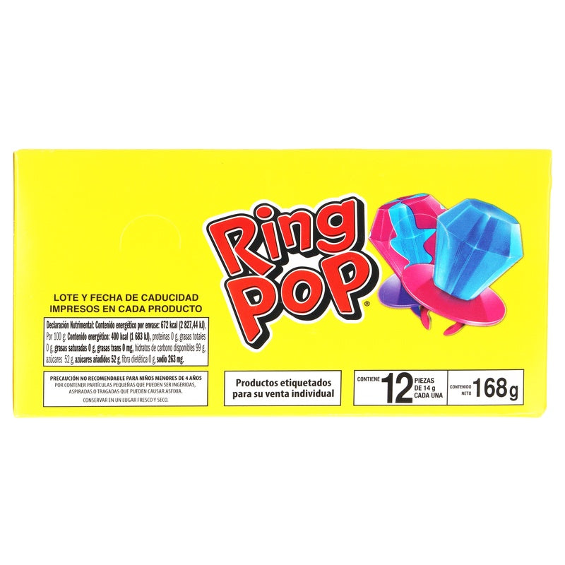 Caja Caramelo Ring Pop Con 12 Piezas 168 G 7896624202509  perfil 3