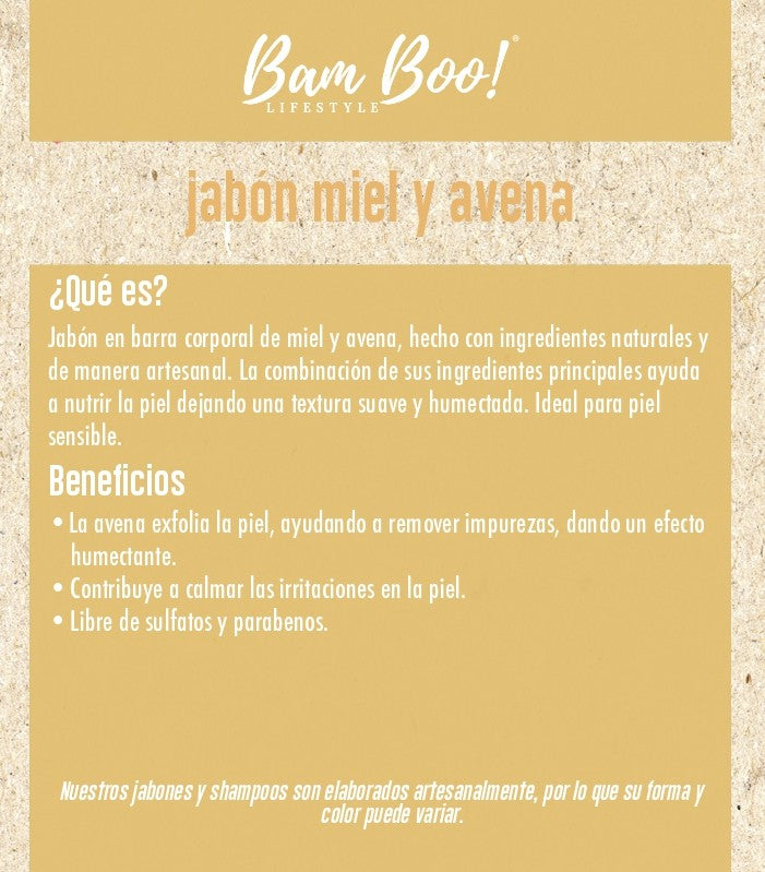 Jabon Bam Boo Lifestyle Miel-Avena 100 G