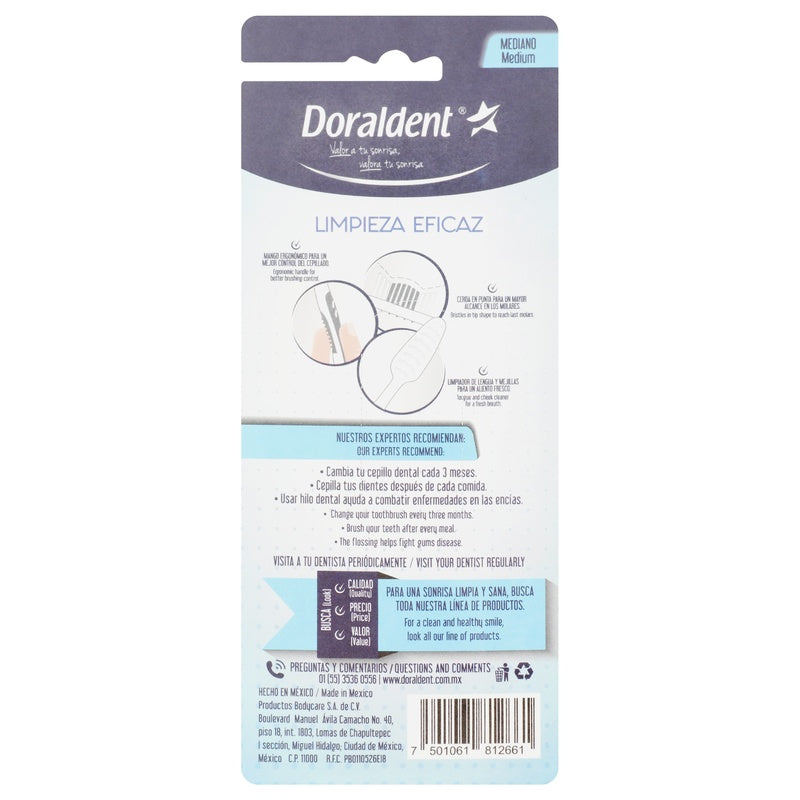 Cepillo Dental Dorald Limpiador Eficiente Mediano Con 3 Piezas 7501061812661 