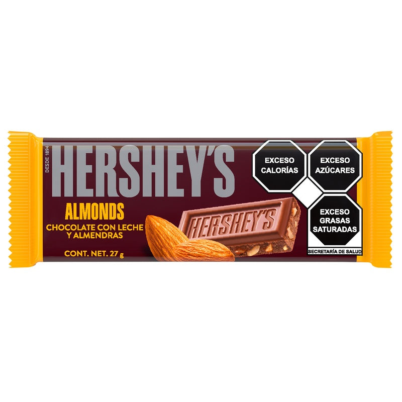 Chocolate Hersheys Almonds Barra 27 G 7501024599097 