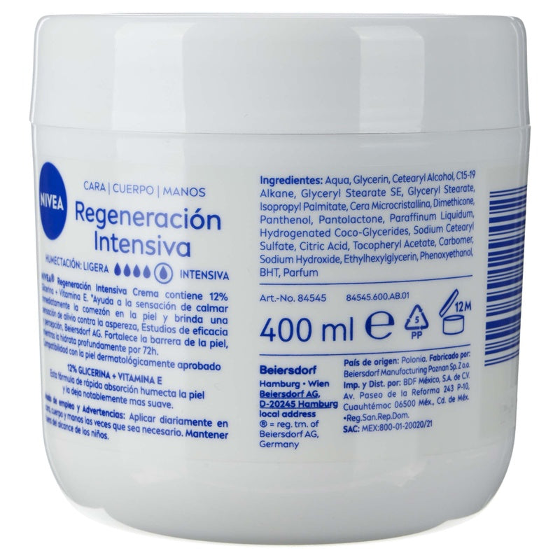 Crema Nivea Piel Aspera / Extra Seca 400 Ml 4006000129402  perfil 2