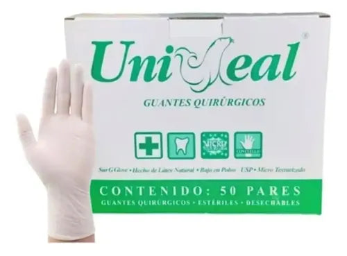 Guante Para Cirujano Desechable Talla 6 Con 50 Pares Uniseal