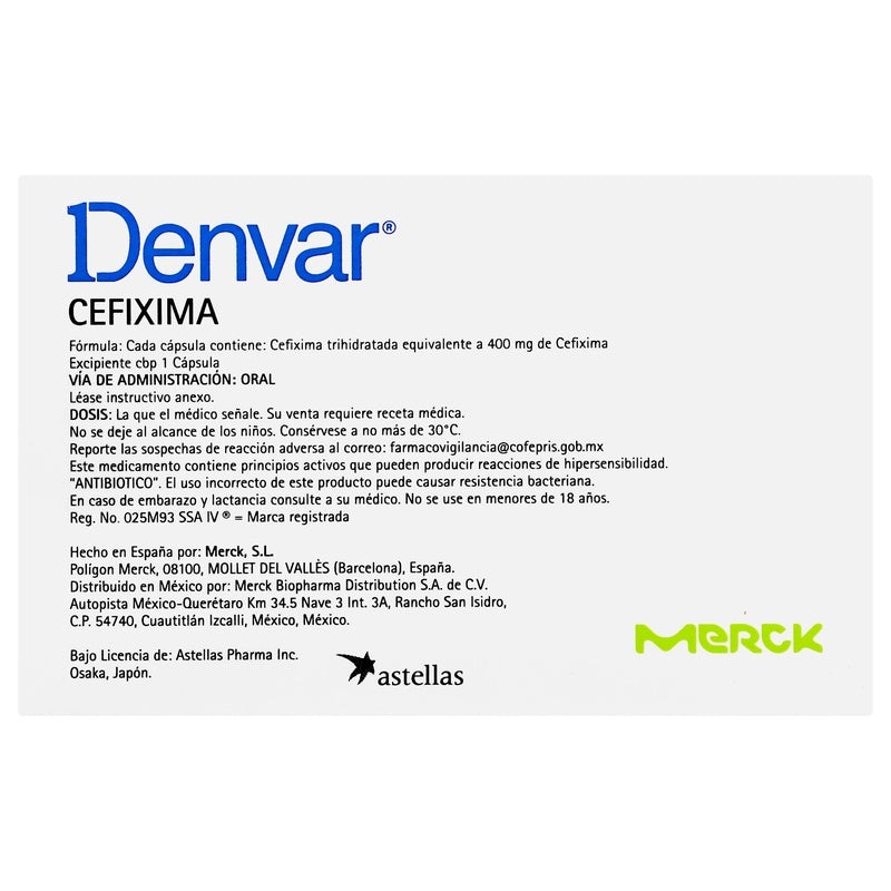 Denvar 400 Mg Con 10 Capsulas 7501298216331  perfil 6
