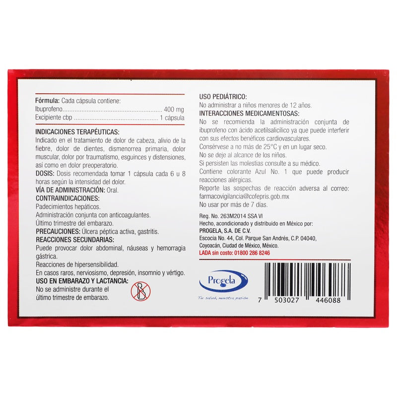 Gelubrin (Ibuprofeno) 400 Mg Con 30 Capsulas 7503027446088  perfil 2