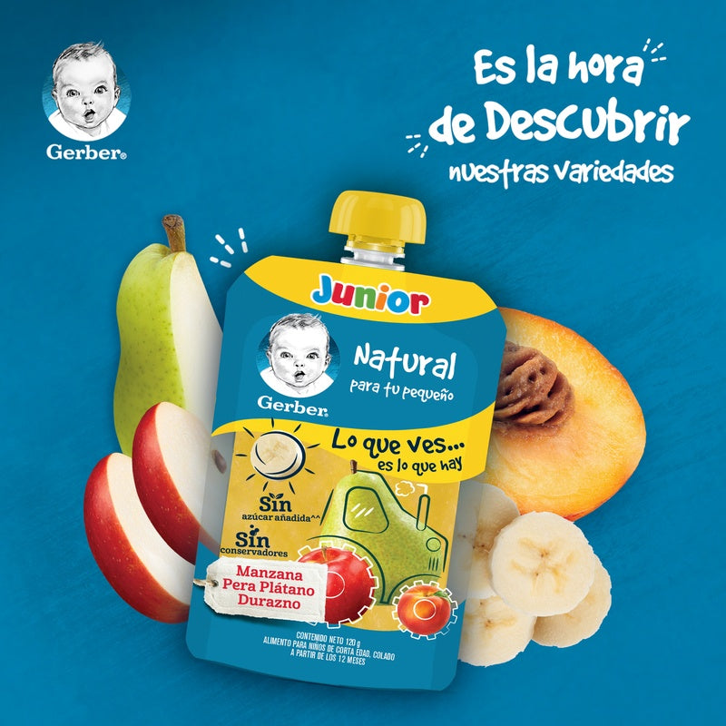 Gerber Flexipack Jr Manzana-Pera-Platano-Durazno120 G 7501000909735  perfil 5
