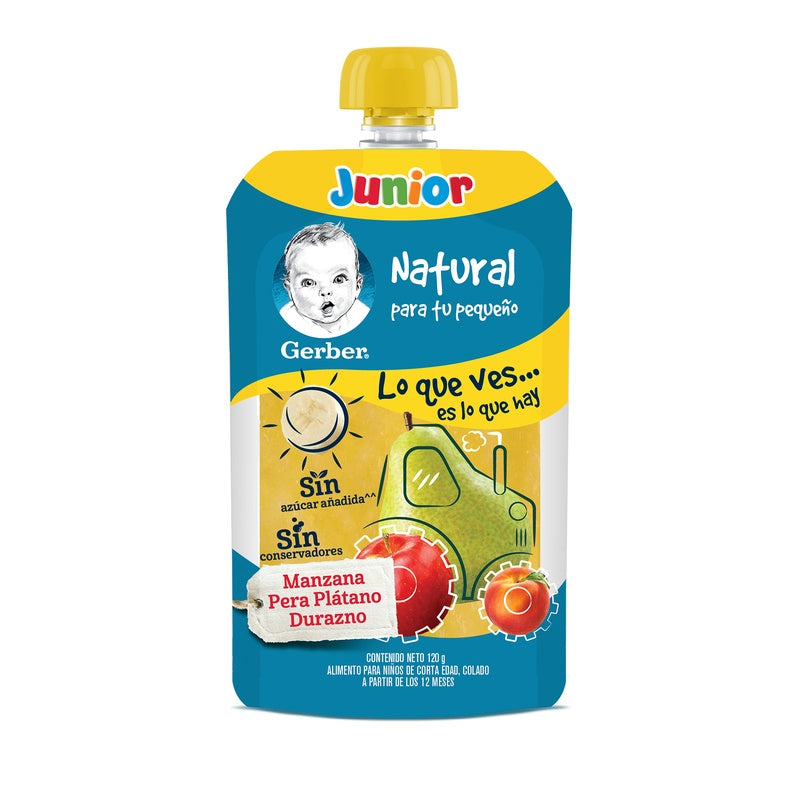 Gerber Flexipack Jr Manzana-Pera-Platano-Durazno120 G 7501000909735  perfil 6